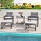 5 Piece Black Rattan Outdoor Patio Set with Grey Cushions and Coffee Table